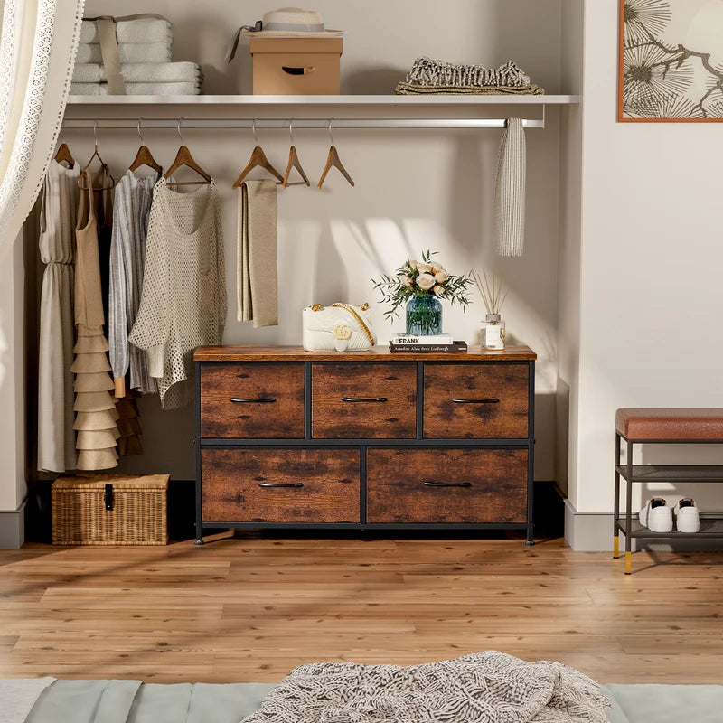 Living Room Display Cabinet with Fabric Drawers & Steel Frame - Multi-Size Storage