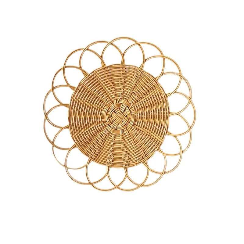 Bohemian Woven Vine Wall Hanging Decor - Handcrafted Flower Shape Ornament for Living Room & Bedroom