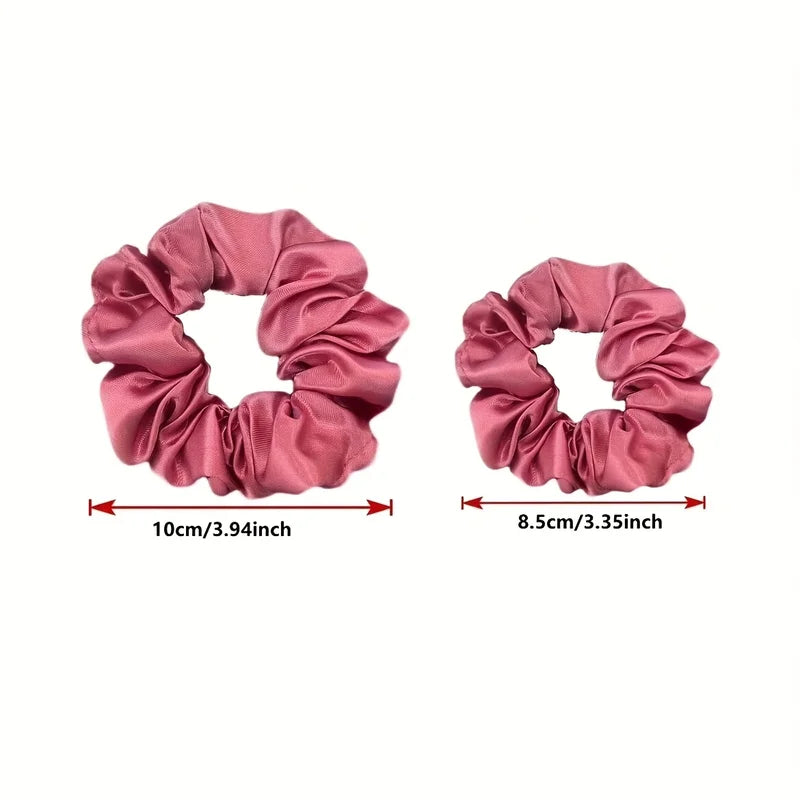16-Piece Satin Hair Ties Set - Pink & Brown Hair Accessories for All Styles