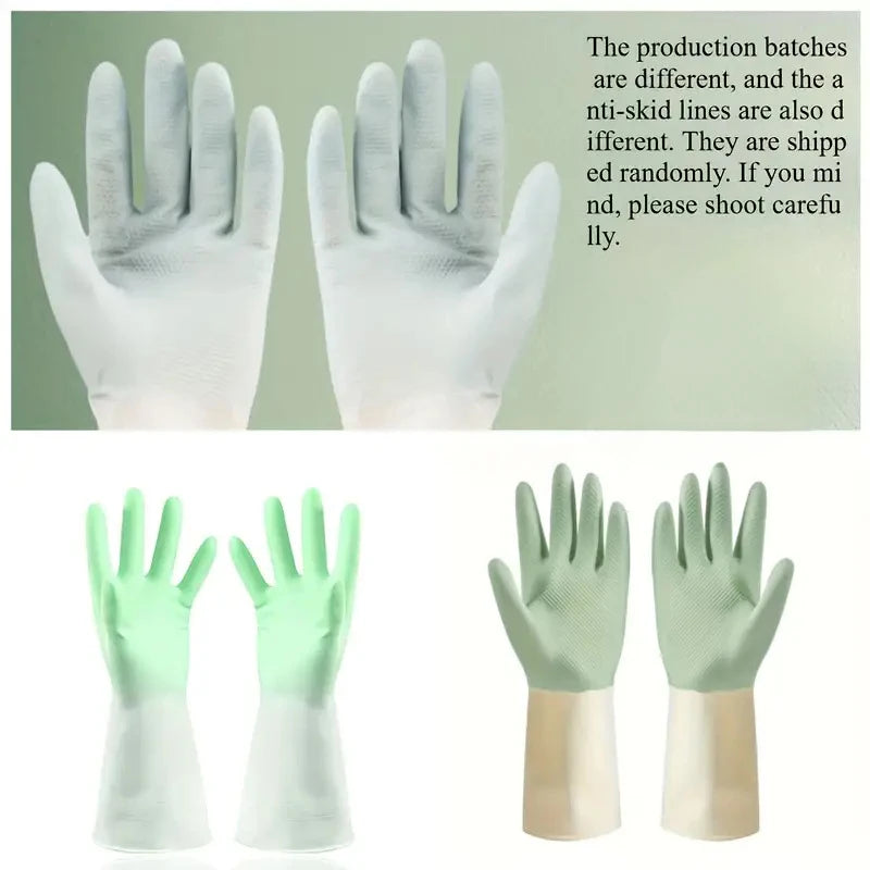 Waterproof Latex Kitchen Gloves - Non-Slip Dishwashing & Cleaning Gloves