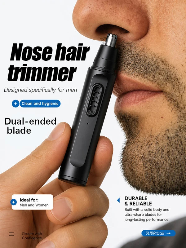 Nose Hair & Ear Trimmer for Facial Hair Removal - Washable & Portable