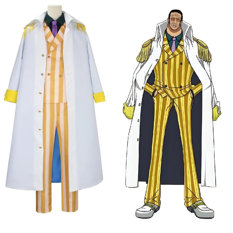 Anime Borsalino Cosplay Costume Admiral Kizaru Uniform Cloak Set Halloween Navy General