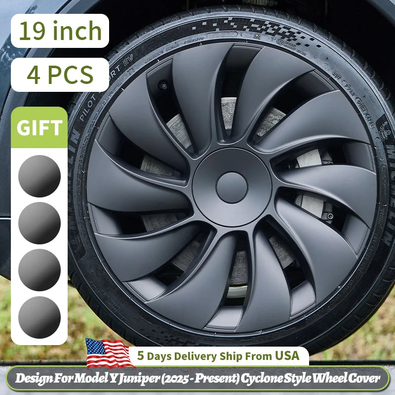 Tesla Model Y 19-Inch Hubcap Replacement Set - Full Rim Cover for 2025-2026