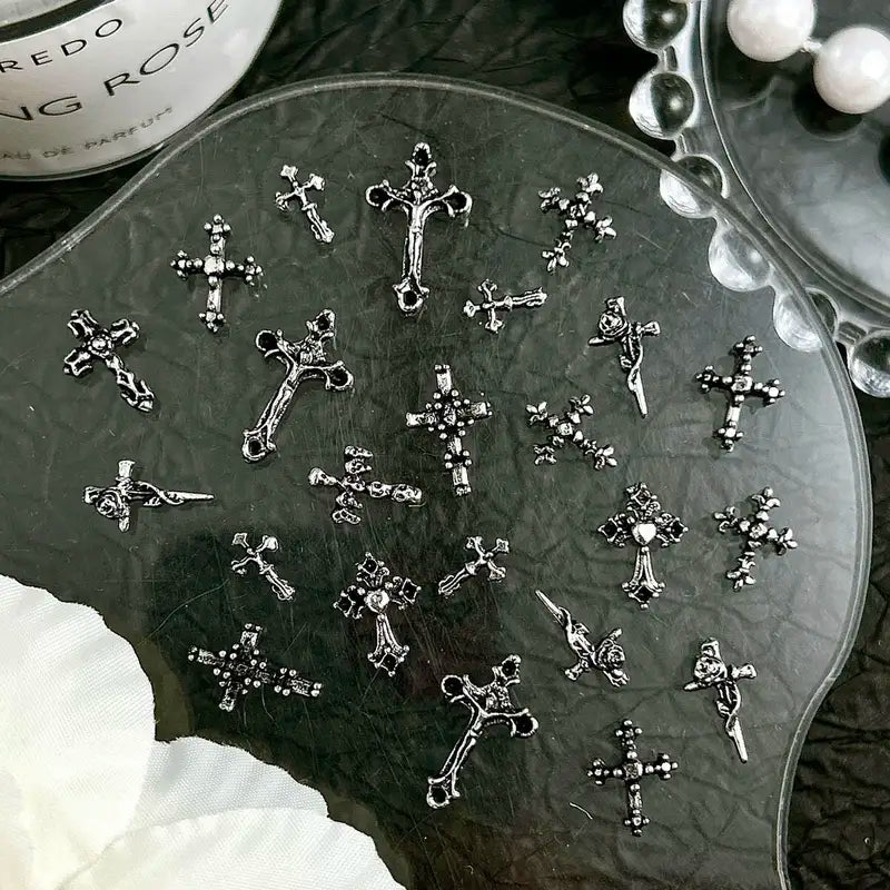 Halloween Cross Nail Art Charms - Alloy Punk 3D Nail Decorations Multi Style Set