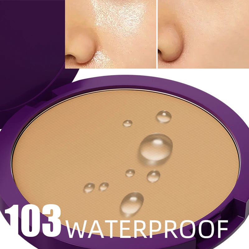 Matte Full Coverage Pressed Powder Foundation - 24H Long Lasting Face Makeup