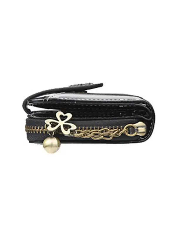 Women’s Short European and American Fashion Buckle Wallet with Zipper Coin Pocket