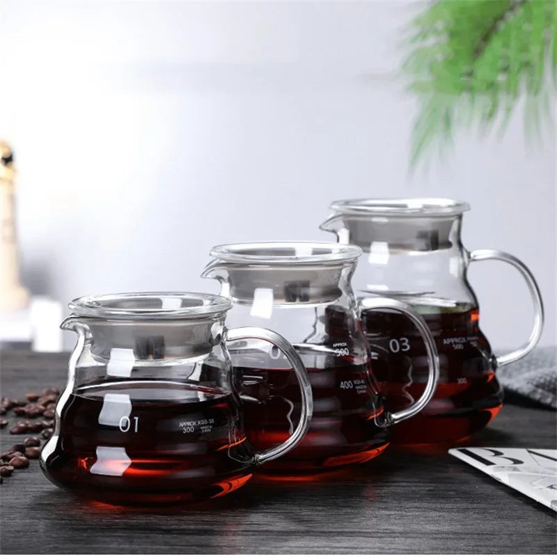 Hand Brew Coffee Carafe with Lid - Clear Glass, Multiple Sizes, Cloud Shape