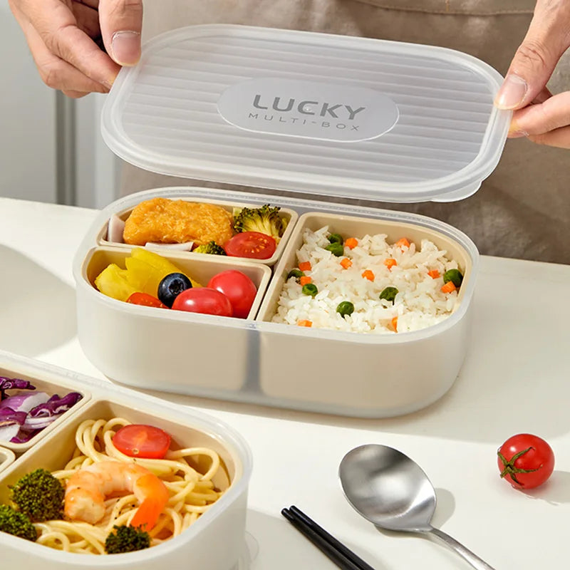 Stackable Plastic Lunch Box with Detachable Compartments for School and Office