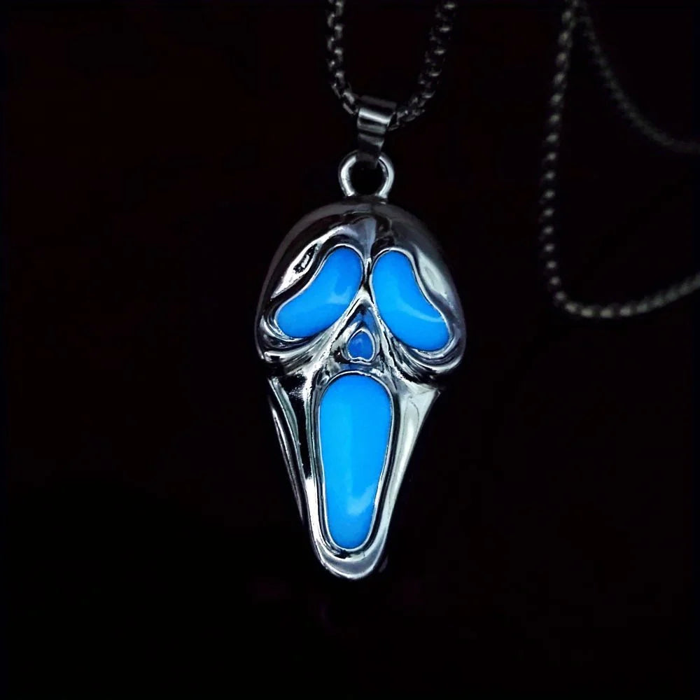 Halloween Skull Mask Pendant with Glowing Effect – Family Party Accessory, Multiple Colors