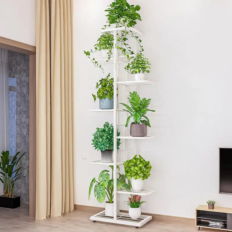 8-Tier Metal Plant Stand with 9 Pot Capacity - Multi-Use Flower Rack & Corner Display