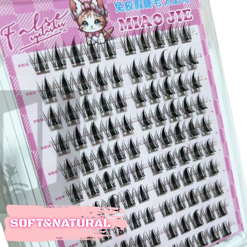 Self-Adhesive Eyelash Clusters 10 Rows Box, Natural Manga Style False Lashes