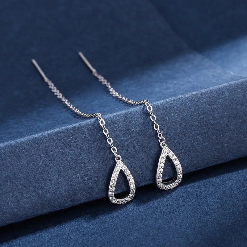 Minimalist Long Tassel Chain Earrings for Women - Silver or Gold