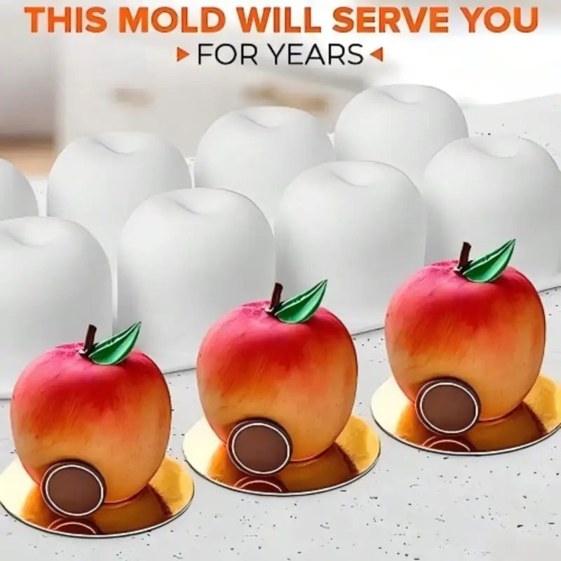 8 Cavity Apple Shaped Silicone Dessert Mold Non-Stick Food Grade Baking Tool