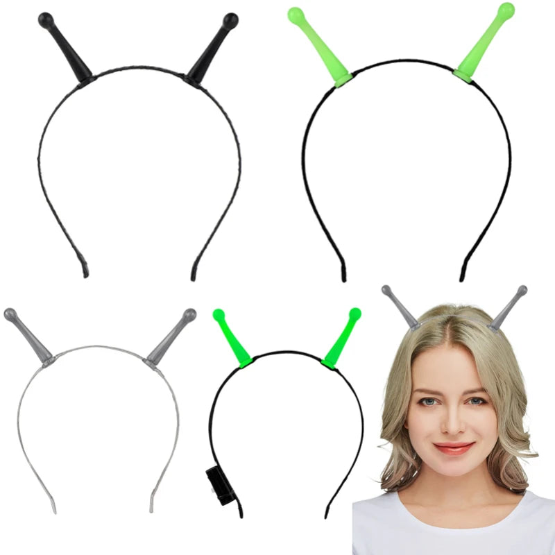 Halloween Alien Antenna Headband with LED Glow for Cosplay & Parties