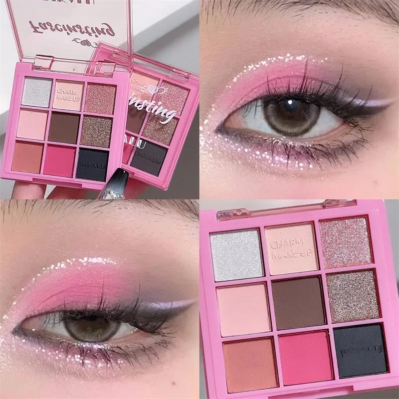 Dark Purple Smoked Eyeshadow Palette - 9 Color Earth Tones & Pearl Finishes