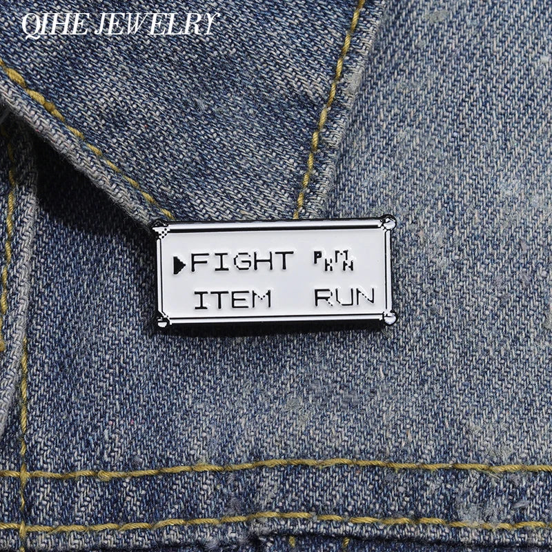 Anime Game Enamel Pin Rectangular Text Brooch Badge Jewelry Gift for Friends