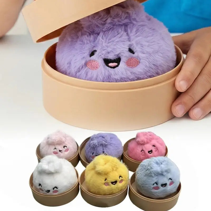 Cute Plush Steamed Bun Keychains 12-Pack - Soft, Vibrant, Stress-Relief Toys