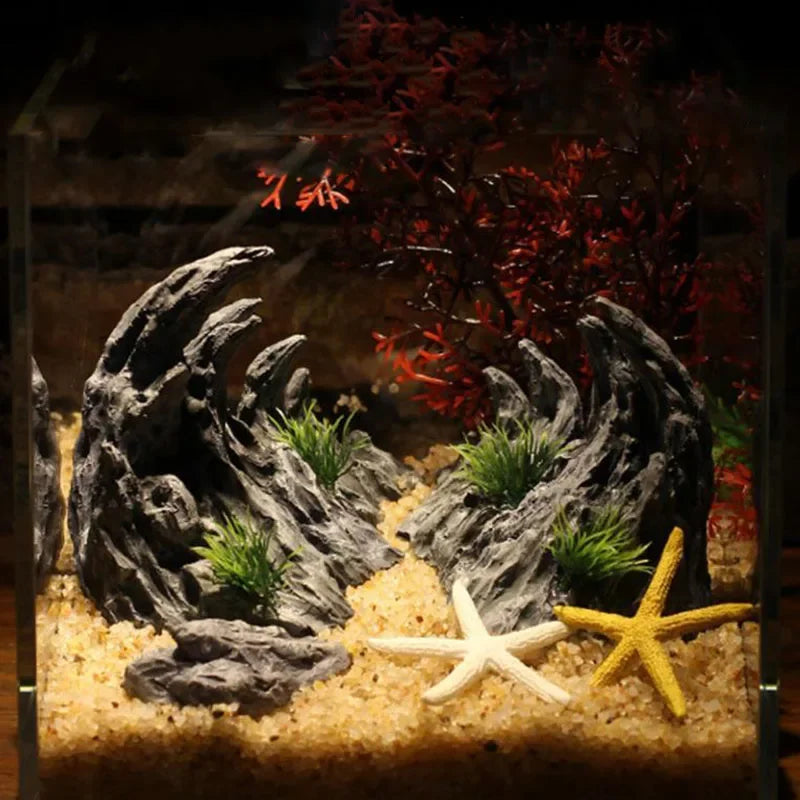 Resin Aquarium Decoration Fish Tank Canyon Ornament Set - 2pcs