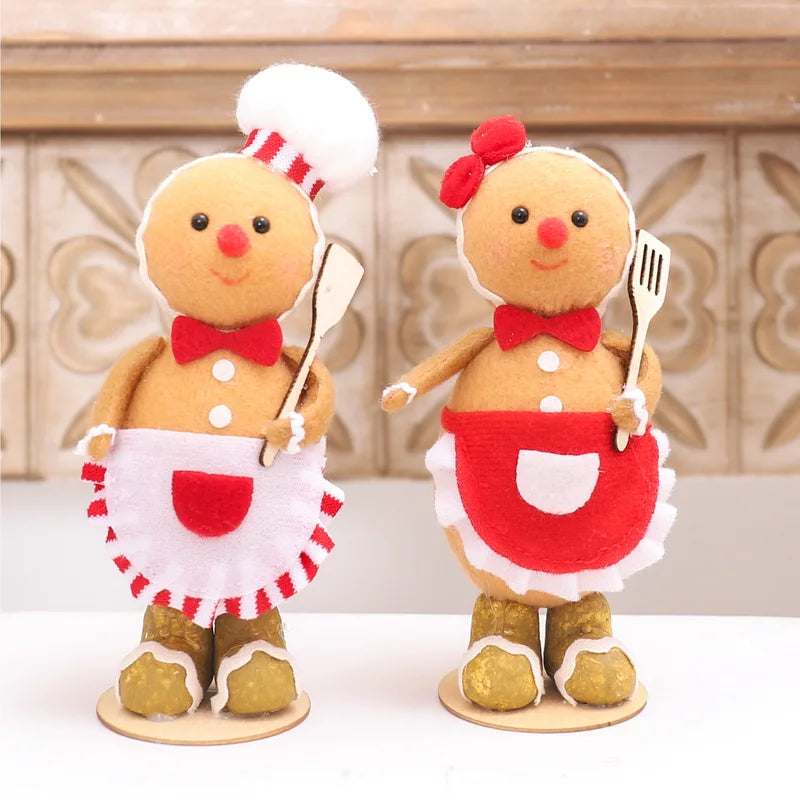 Plush Gingerbread Dolls Christmas Ornaments Set - Holiday Home Decor