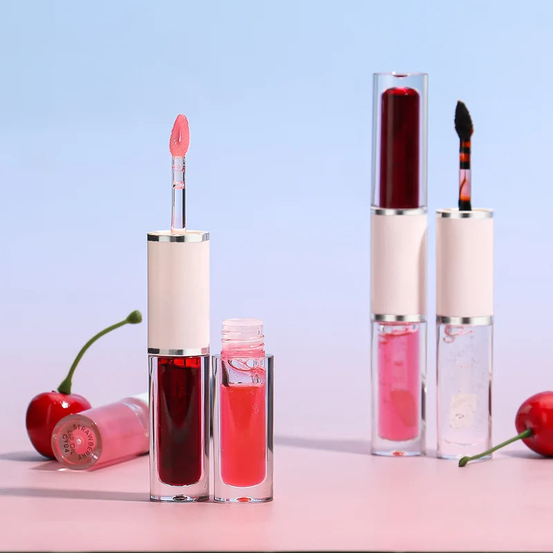 2in1 Lip Gloss & Lip Oil with Custom Logo - Moisturizing, Long-Lasting, Transfer-Proof, Double-Ended Makeup