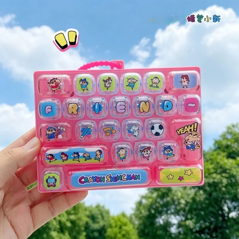 Anime Keyboard Keychain Stress Relief Toy Bag Charm for Students & Cosplay - Crayon Shin-chan Design