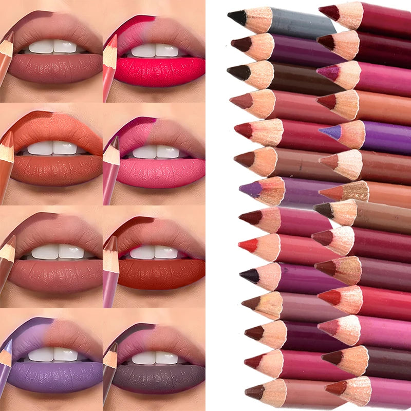 Waterproof Matte Lip Liner Pencil - Long Lasting, Non-Stick Cup, 28 Colors for Women