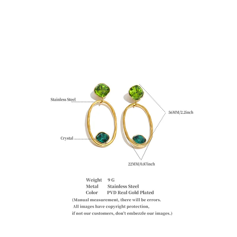 Stainless Steel Drop Earrings with Crystal Drops - Dainty Nightout Jewelry
