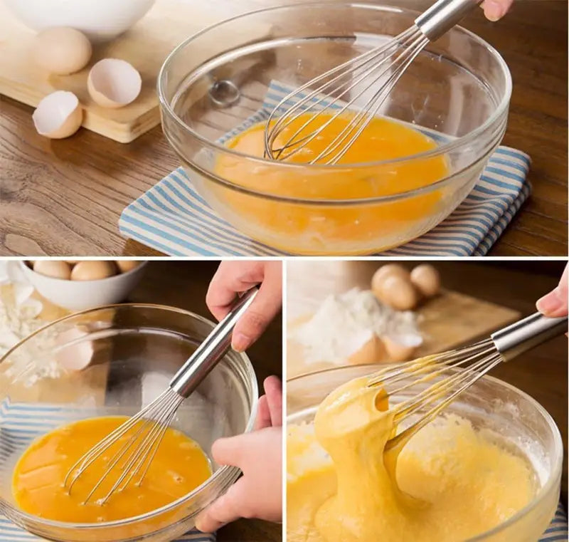 Stainless Steel Whisk Set for Cooking & Baking - Non-Stick Safe Kitchen Utensils