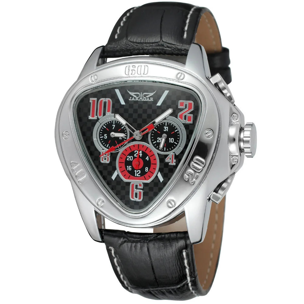Men's Mechanical Watch with Leather Strap, Automatic Waterproof Design