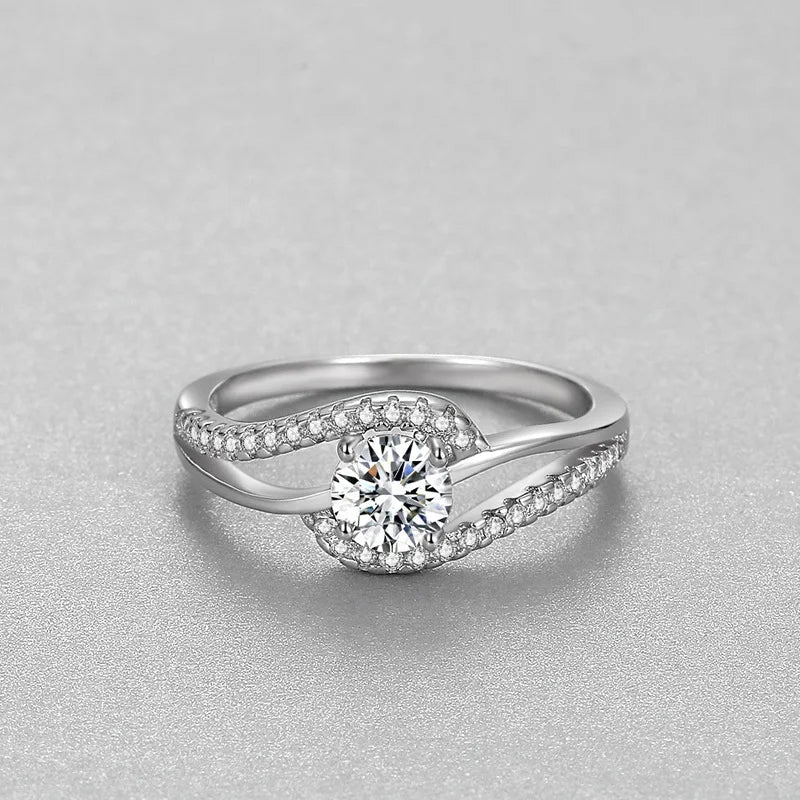 925 Sterling Silver Zircon Ring for Women Engagement Wedding Jewelry Gift