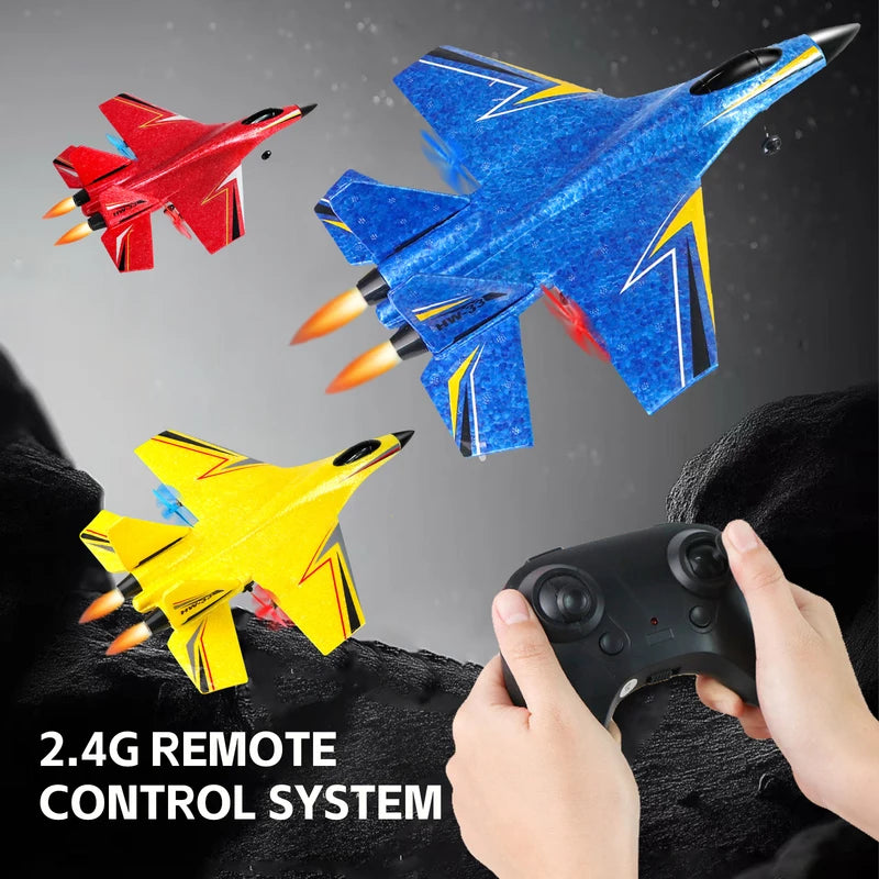 RC Fighter Jet Toy - Fixed-Wing Remote Control Plane with Gyroscope & Lightweight Foam
