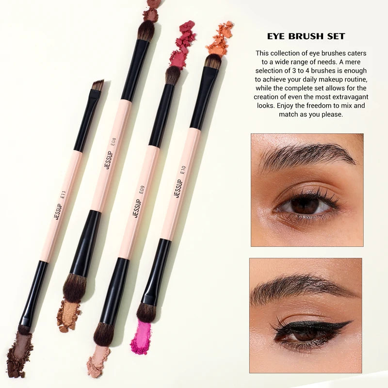 Professional Makeup Brush Set with Sponge - 14pcs Double Sided Face & Eye Brushes, Gift Box