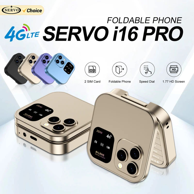 Mini Flip Mobile Phone 4G LTE Dual SIM Call Recording FM Radio Small Smartphone