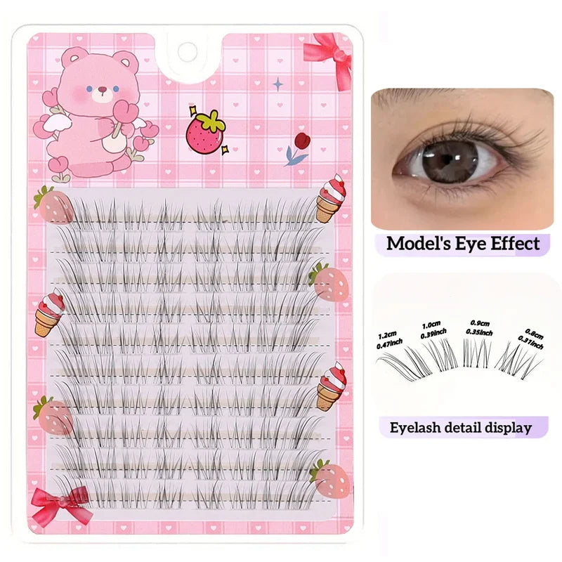 False Eyelash Clusters Set - Clear and Diagonal C Curl 10-14mm DIY Eyelash Extensions