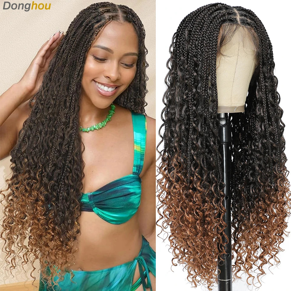 Boho Lace Front Braid Wig for Women - Natural Hairline, Lightweight, Multi-Color Options