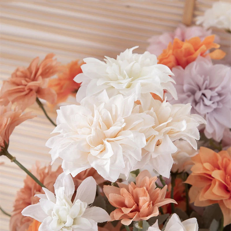 Artificial Dahlia Flowers 5 Heads Silk Chrysanthemum for Wedding Home Decor