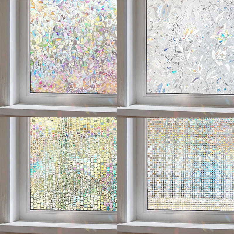 Static Cling Window Privacy Film - Rainbow 3D Decals for Glass Doors & Windows