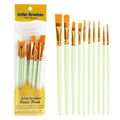 10-Piece Paint Brush Set - Nylon Hair Art & Craft Brushes for Acrylic, Watercolor, Oil, Nail & Face Painting