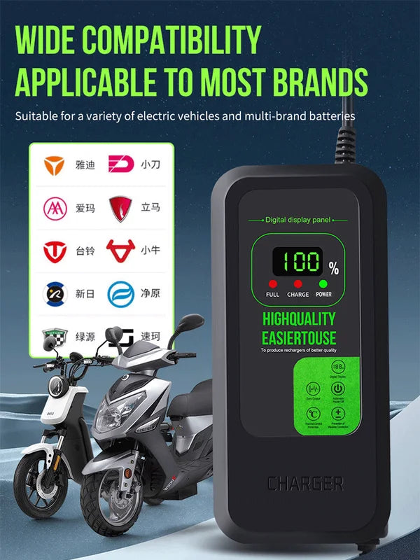 Lithium Battery Charger 36V-54.6V 2A/5A Digital Display EU Power Supply