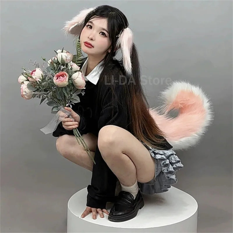 Halloween Pet Ear and Tail Set Cosplay Costume Accessories for Dogs and Cats