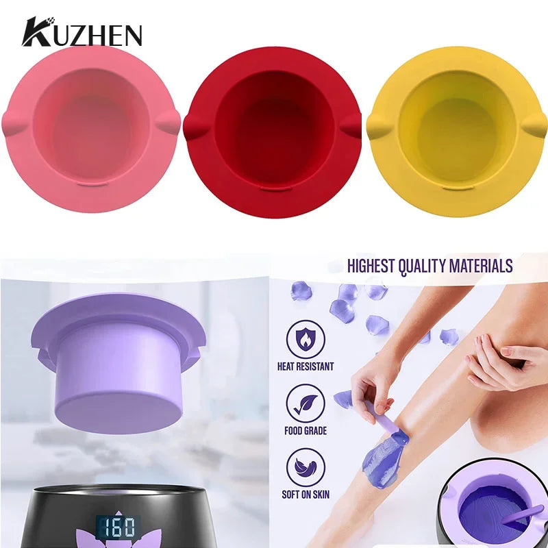 Silicone Wax Warmer Bowls for Hair Removal - Reusable Heat-Resistant Pot, Thickening