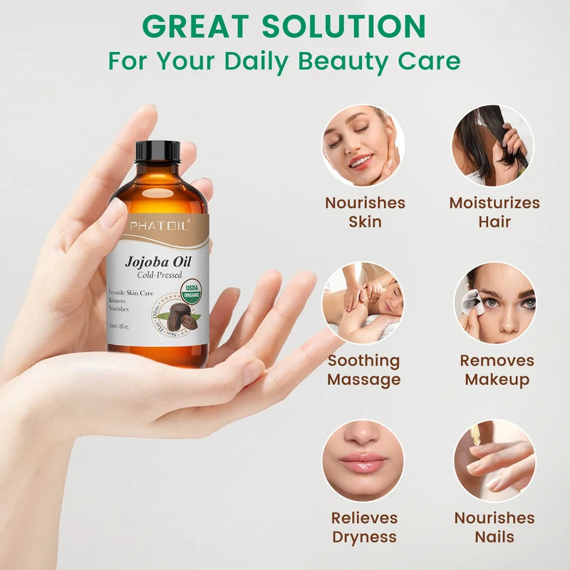 Organic Face Oil Set - Cold Pressed Carrier Oils for Skin & Hair - 118ml