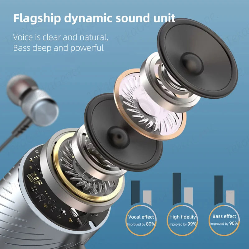 Deep Bass Wired Headphones with Microphone & Type-C/3.5mm Earbuds for Mobile & PC