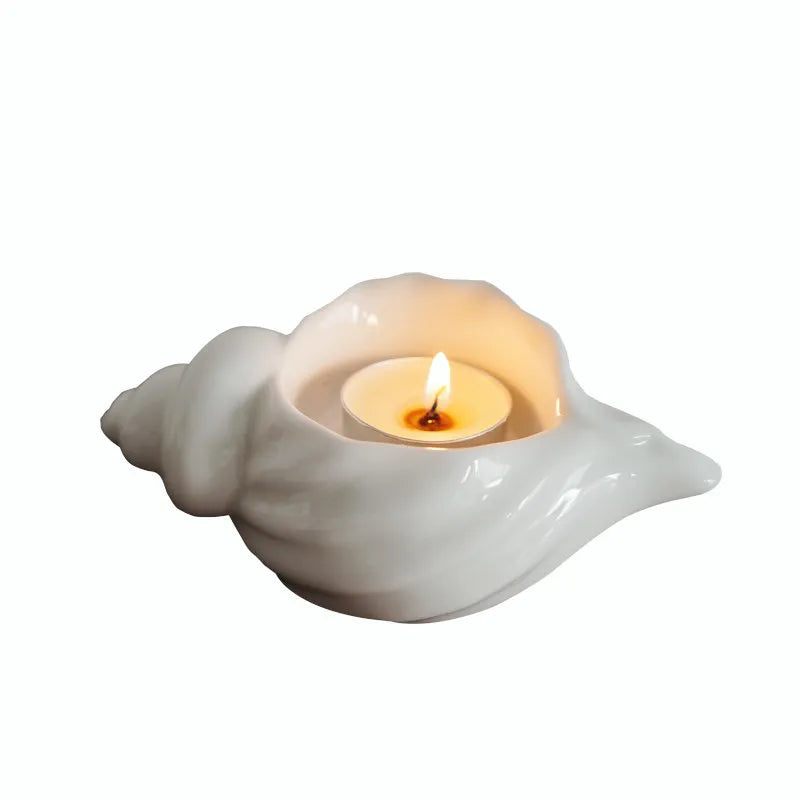 Conch Shape Ceramic Candle Holder - Nordic Style Home Decor Ornament