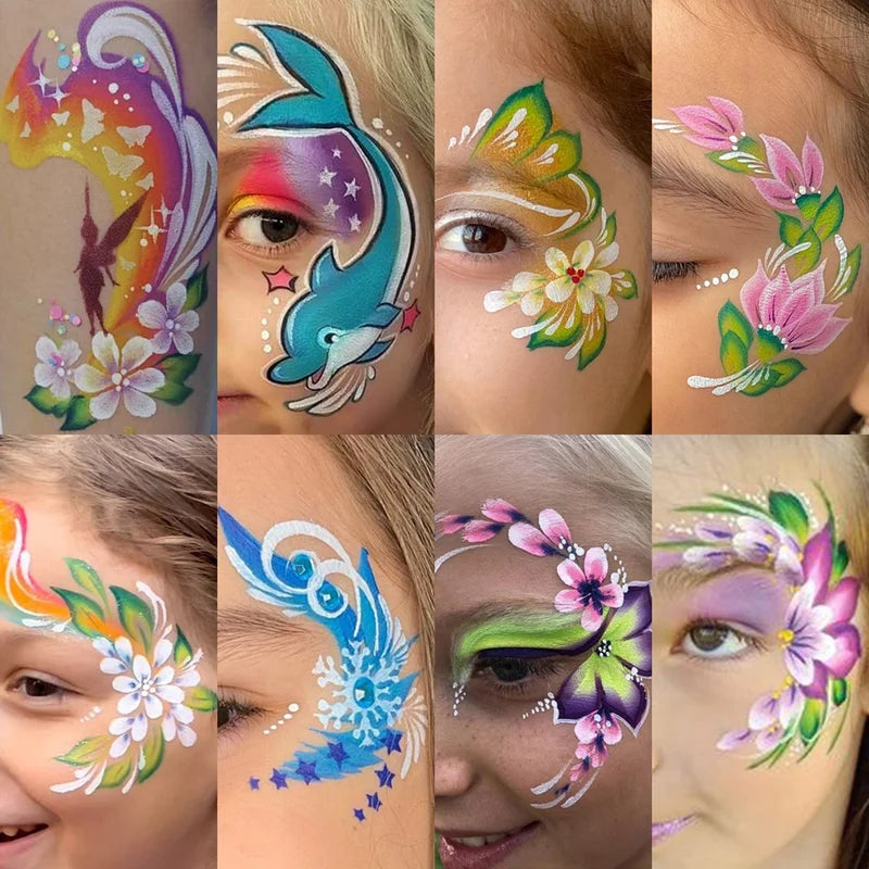 Kids Face Painting Stencil Set - DIY Mask, Graffiti, Tattoo & Stage Makeup Aid