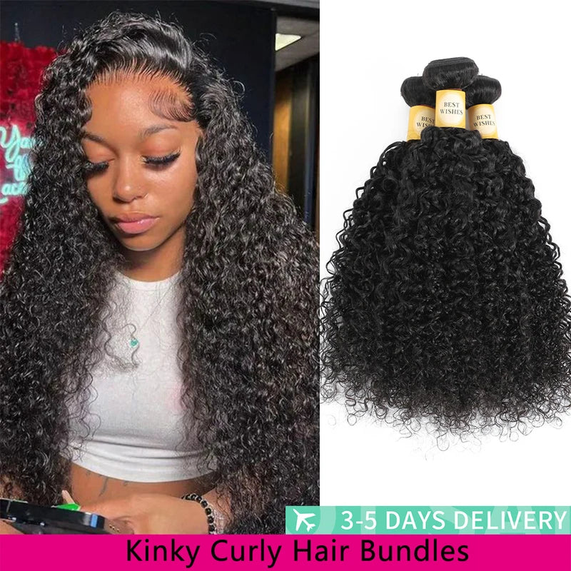 Kinky Curly Human Hair Bundles - Burmese Remy Natural Textures, 22-28 Inches