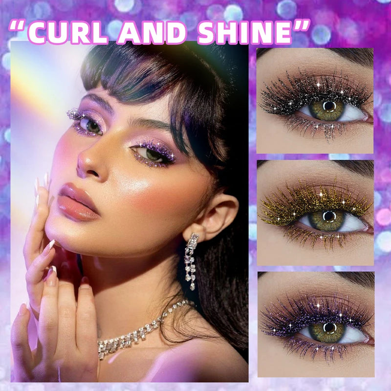 Glitter Mascara Long Lasting Curling Lash Extension with Diamond Glitter Effect for Women