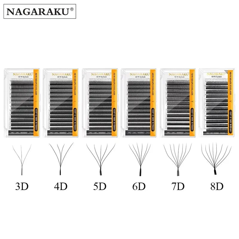 Automatic W Shape Flowering Eyelash Extensions 3D-8D Soft Light Full Dense