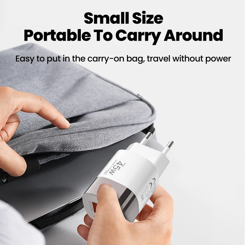 45W USB Type C Charger 2 Port PD Fast Charging Wall Adapter for Mobile Phones