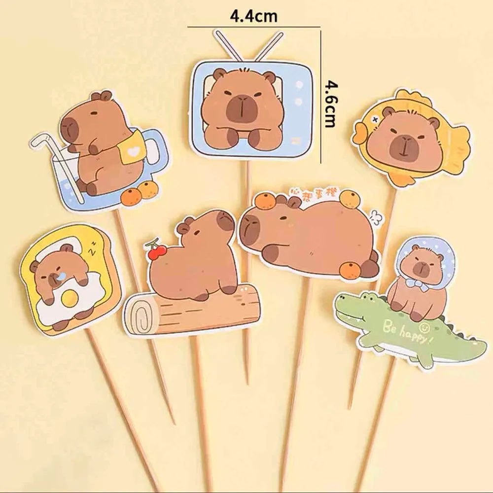 Capybara Cake Decorations Set - Kids Birthday Cake Topper & Ornaments